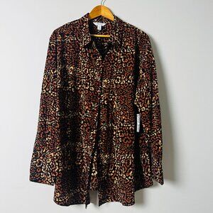 Nine West Animal Print Button Down Top 3X NWT